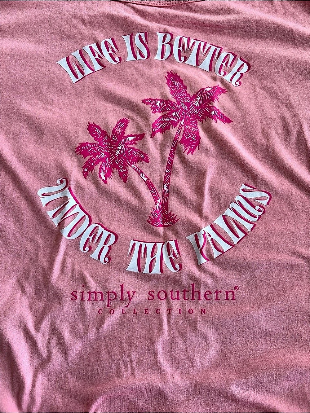 Simply Southern Life Is Better Under The Palms Pajama Set Pink Loungewear Set - Picture 2 of 8